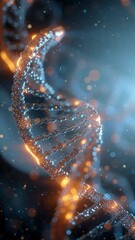 Wall Mural - Vertical video visually captivating and stylized depiction of a DNA double helix. Ideal for projects related to biotechnology, medical research, genetic engineering