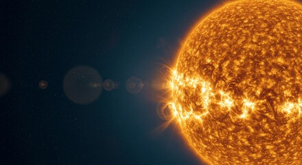 Wall Mural - Sun in space with solar flares and stars