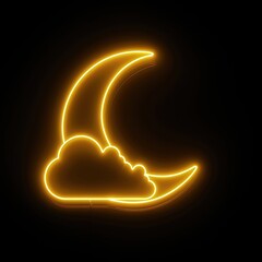 Wall Mural - neon crescent moon with cloud