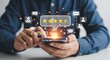 © Nazma - Customer reviews and ratings on a mobile phone with five star feedback and digital interface for online reputation management