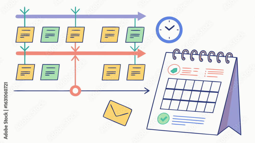 Project timeline schedule calendar clock and email for business ...