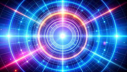 Wall Mural - Abstract glowing neon circles.