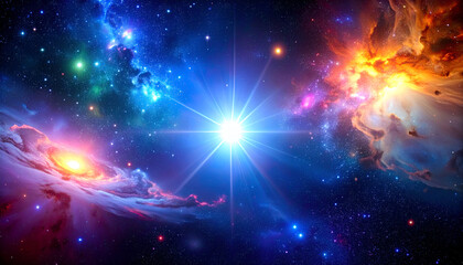 Wall Mural - Cosmic Nebula with Bright Star, and Space.