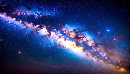 Wall Mural - Cosmic Nebula with Galactic Landscape.