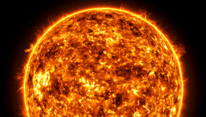 Wall Mural - Fiery Sun with Closeup Space View.