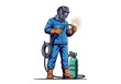 © mfnmedia - Welder in protective gear working with a welding torch, sparks flying, next to a gas cylinder. welder clipart