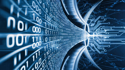 Binary code data stream digital technology network connection concept