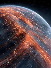 Wall Mural - Planet with glowing network