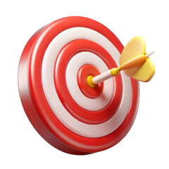 Poster - 3d dartboard with arrow hit isolated on transparent background