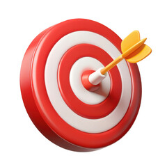 Poster - 3d dartboard with arrow hit isolated on transparent background