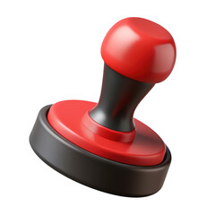 Poster - 3d red rubber stamp with black handle isolated on transparent background