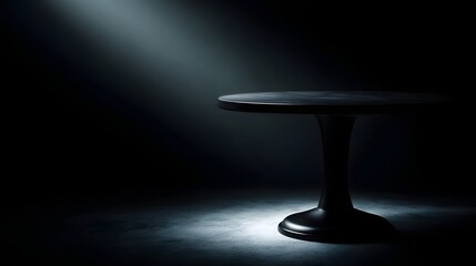 Wall Mural - a dark and minimalist studio table with soft rim lighting long title a sleek black studio table with