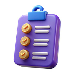 Poster - 3d checklist clipboard with completed tasks isolated on transparent background