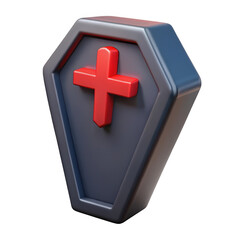 Poster - 3d coffin with red cross isolated on transparent background