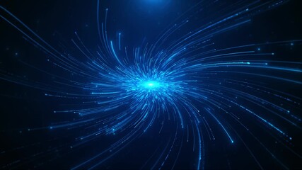 light trails in blue, background. big data, block chain and digital technology futuristic stream. Digital data flow. Creative abstract background. Dynamic pattern power rays and light Transfer texture