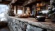 © Thares2020 - Cozy mountain lodge cabin offering warm winter coffee