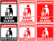 © Javanism - Set warning keep clean public sign design vector illustration