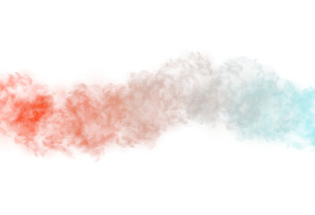 Wall Mural - realistic colorful smoke fluffy overlay cutout, fog and clouds cutout on transparent background