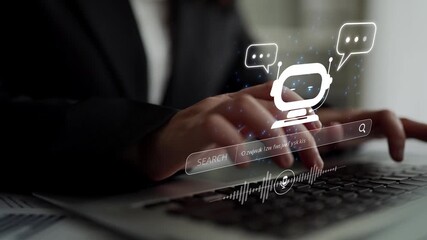 Poster - AI assistant with voice chat interface, combining smart chatbot, voice command, and AI-powered control search tools. Agentic AI assistant helps users search and chat naturally. Muxer