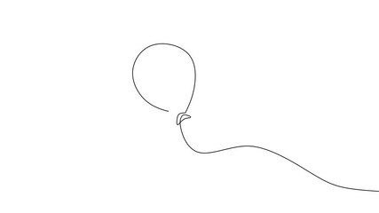 Wall Mural - Flying balloon, Minimalist self drawing line animation, Celebration and joy concept.
