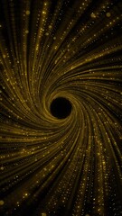 Wall Mural - golden particle vortex swirl glowing lights creates hypnotic tunnel illusion. bright dots spiral inw