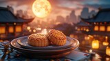 Moon cake for Mid Autumn festival, Thanks Giving Day, Korean Traditional Food,full moon, Moon festival, traditional Korean.