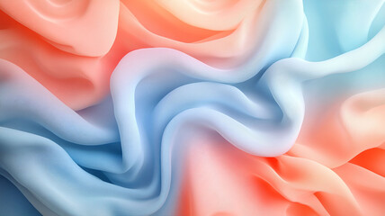 Wall Mural - a detailed texture of rippling fabric with soft, pastel colors. a close-up of a smooth, flowing mate