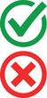 © BakerVai - A green checkmark inside a circle and a red cross inside a circle, symbolizing correct and incorrect choices or options.