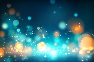 Wall Mural - Mesmerizing Blue and Green Abstract Dreamscape with Glittering Rain and Bokeh Serenity Bliss