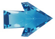 © Vooglo.com - A bright blue crystalline arrow pointing to the right, symbolizing direction and progress, isolated on transparent background