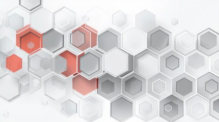 Wall Mural - Abstract background featuring a honeycomb pattern with gray and orange hexagonal shapes design