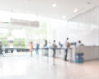 © Chinnapong - Business office lobby blur background of bank reception hall customer or patient counter service and cashier desk inside blurry hospital, office or hotel waiting hall