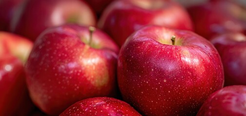 Wall Mural - The vibrant red apples glistening in the sunlight at a farmers market.