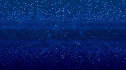 Wall Mural - immersive motion backdrop showcases glowing blue particle forming abstract grid across digital space