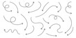 © Hike studio 4 - Hand-drawn navy blue arrows collection. Diverse directional elements including curved, wavy, spiral, straight, and zigzag arrows on white background. Perfect for presentations, infographics, flowchart
