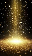Wall Mural - Majestic Gold Illuminated Stage with Radiant Light and Theatrical Glitter Backdrop for Elegance