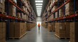 © si9nzation - Person inspecting merchandise in a distribution warehouse filled with packages ready for delivery and global commerce