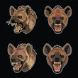 © Gusti - Flat vector of a aggressive hyena head, animal illustration set