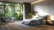 © EroStock - Tranquil Bedroom Window Views Background