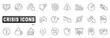 © tutti_frutti - Line icons depict financial crisis, market crash, revenue drop, job loss, broken piggy bank, warning signs and risk management challenges