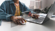 © CL STOCK - Laptop showing coding errors and warning icons, symbolizing hacker attack, phishing, cyber threat, and malware. Concept for cybersecurity, digital risk, and system vulnerability protection.