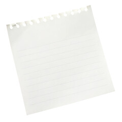 Wall Mural - Isolated white note paper resting on a plain white background perfect for writing or drawing