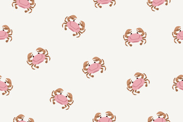 Wall Mural - crabs, seamless pattern. endless background, marine sea and ocean animal. tropical shellfish, repeat