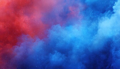 Wall Mural - Cosmic background with red and blue nebulae and many stars creating a colorful and vibrant atmosphere