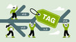 © png-jpeg-vector - development team applying a tag to a code branch vector illustration
