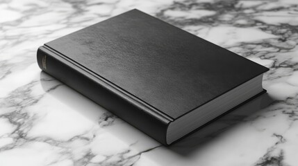 A monochrome photo of a closed book on a marble surface. This image is suitable for websites and blogs related to publishing, literature, knowledge, or education.

