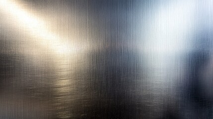 Wall Mural - brushed metal texture with light reflections, showing a dark grey to light grey gradient.