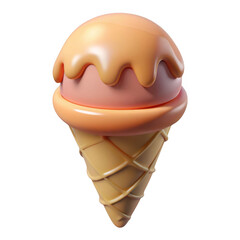 Wall Mural - 3d orange ice cream cone isolated on transparent background