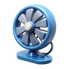 Wall Mural - 3d retro blue fan isolated on transparent background