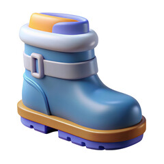 Wall Mural - 3d winter boot with buckle isolated on transparent background